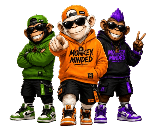 Momi, Kuma and Billu — the Monkey Minded mascots, ready for adventure